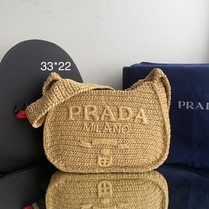 bolsa de praia Prada ráfia