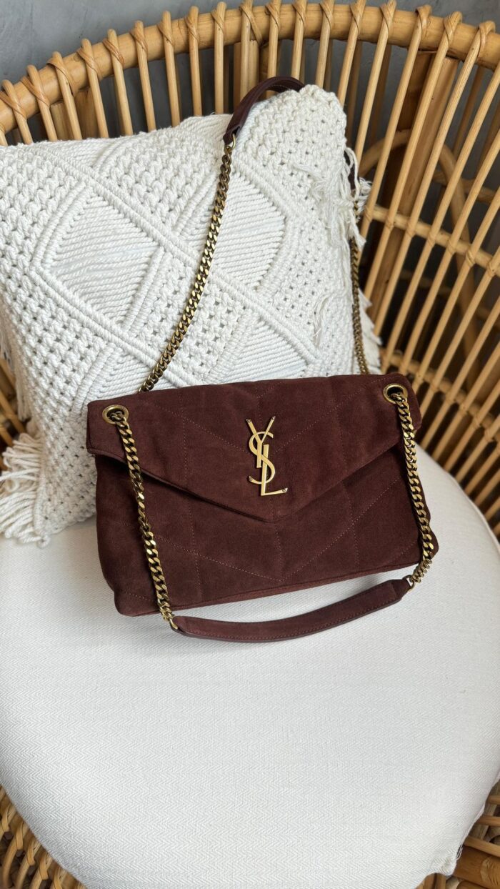 Bolsa YSL suede marrom
